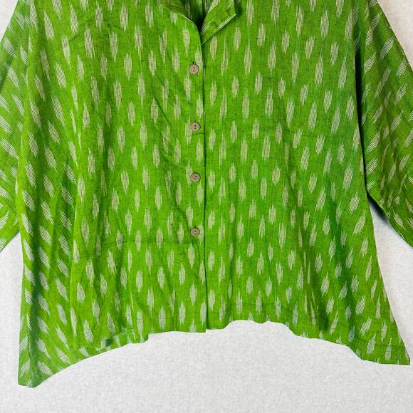 M Square by Neetu Malik Womans Sz 3 Blouse Green Top Art Lagenlook Cotton - Picture 9 of 11